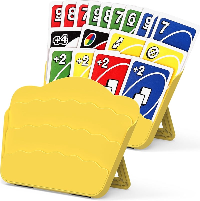 Tenyond Card Holders for Playing Cards - 2 Pack Playing Card Holder w/Foldable Stand for Stocking Stuffer, Travel Game, for Senior, Little or Arthritis Hand, UNO, Poker, or Holiday Game Night, Yellow - Image 1